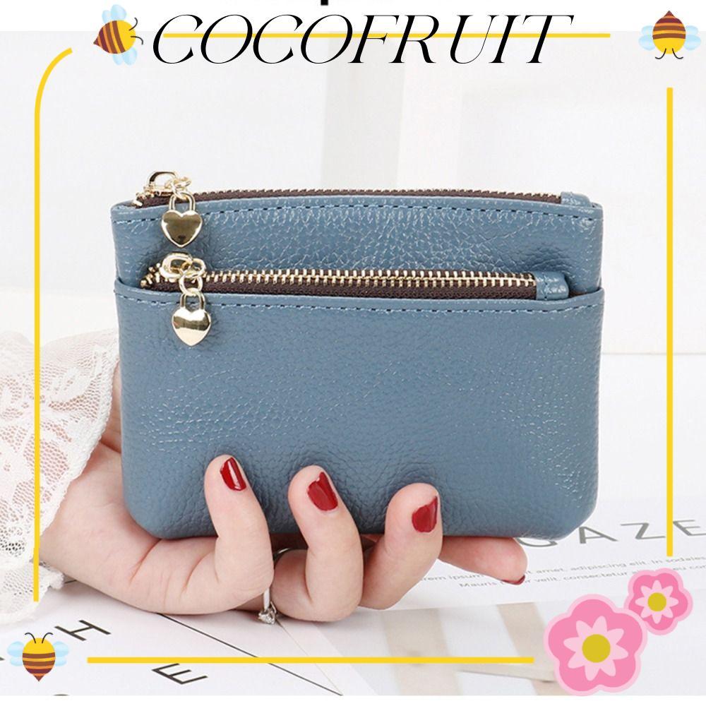 COCOFruit Mini กระเป๋าเปลี่ยนได้, ผลิตจากPU หนังสีทึบ, สำหรับผู้หญิง, กระเป๋าสำหรับเหรียญ, ดีไซน์แฟชั่นซิป, สามารถใส่บัตรได้