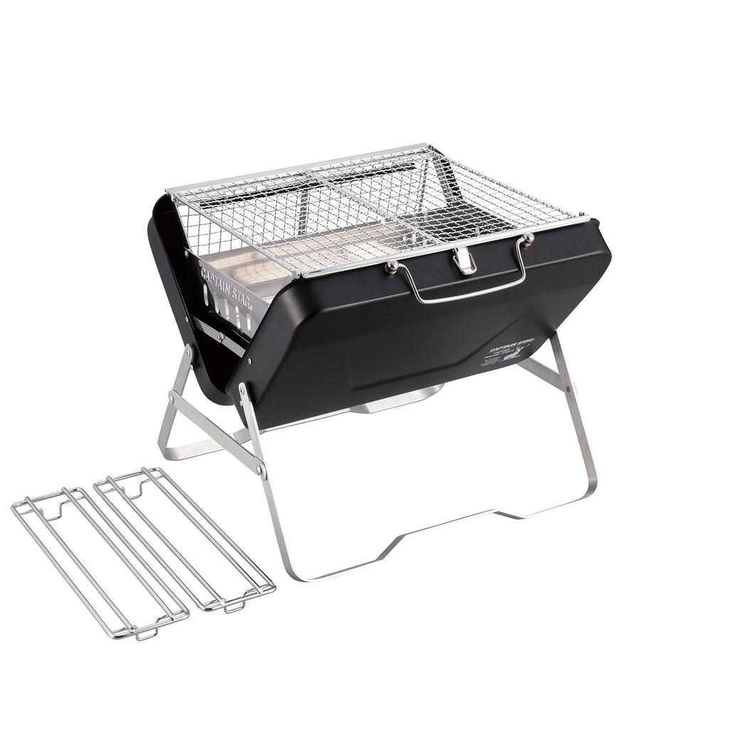 Versatile 4-in-1 BBQ Grill and Fire Pit with Grate - Portable Tabletop V-Shaped Fire Grill in Black