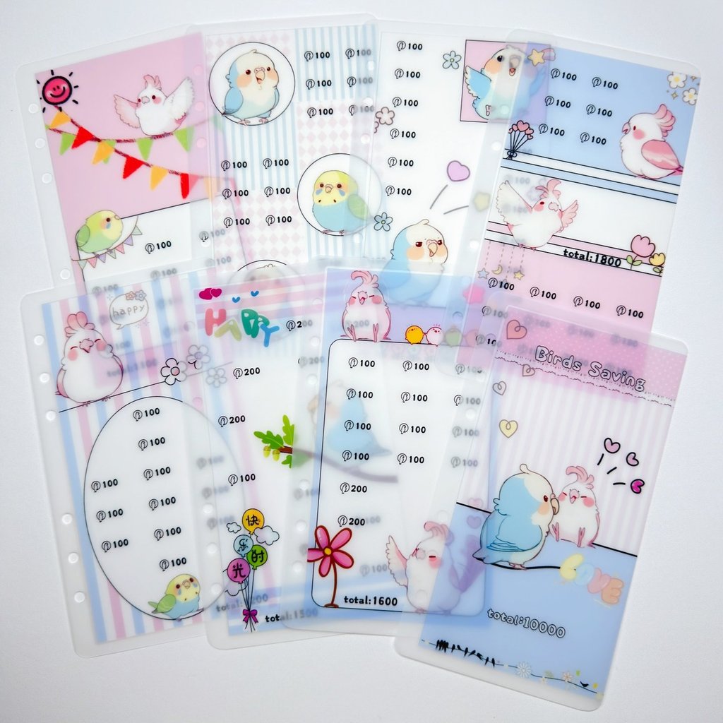 Original a6 Money Bag Parrot Money Bag Bird Cash Storage แหวนหลวมเปลี่ยนสีเงินฝาก A6 กระเป๋าสตางค์