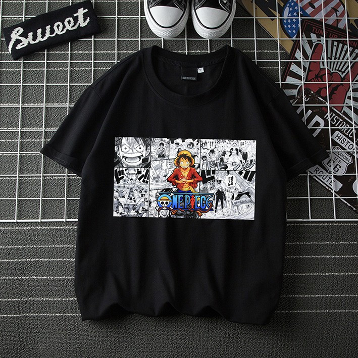 2026时尚 2026* คลังสินค้าพร้อม* ONE PIECE MANGA UNISEX พิมพ์กราฟิกแขนสั้นเสื้อยืดแฟชั่น/Oversize/คู่/P