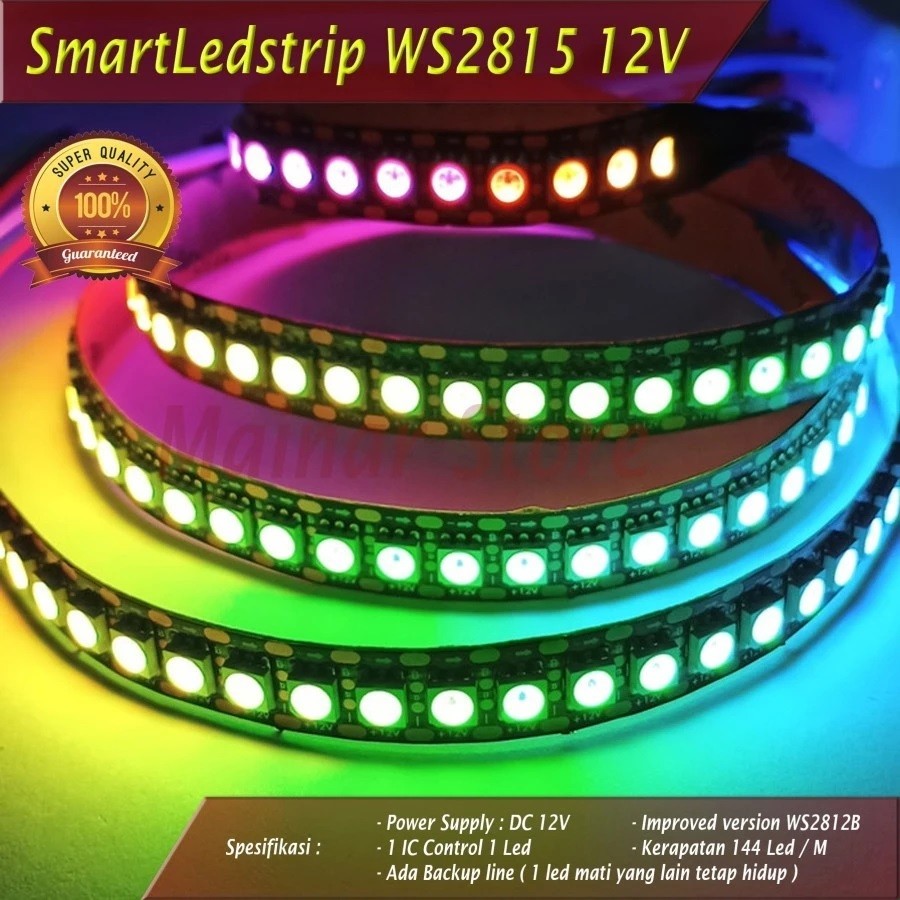 MATA RGB Smart LED Strip IP30 WS2815 เนื้อหา 12V 72 / 144 ตาต่อเมตร By ADN
