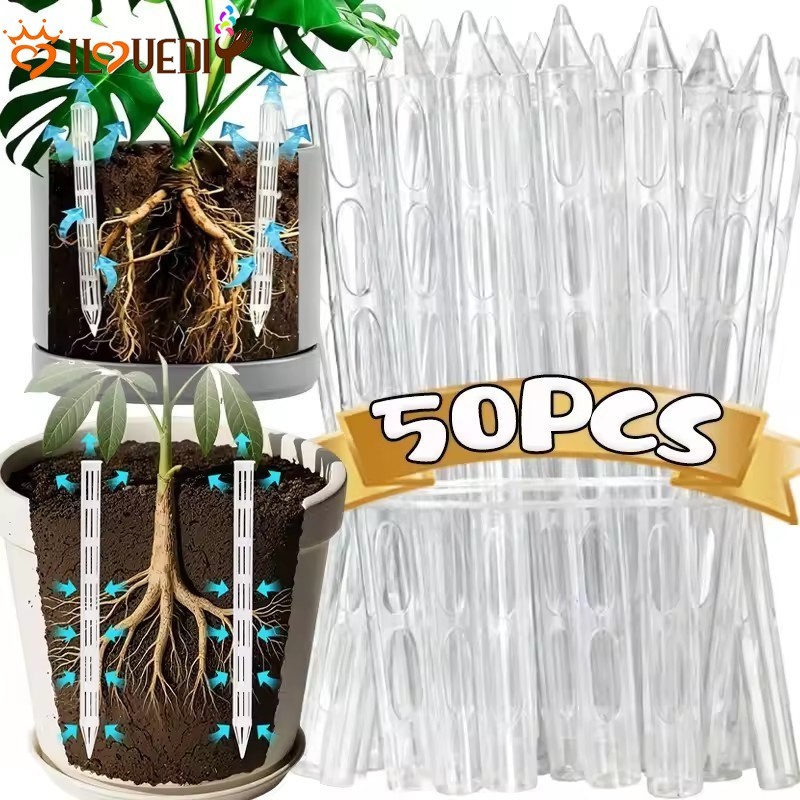 [เอชจีบี]10-50ชิ้นพืชเติมอากาศหลอดสําหรับรากออกซิเจน,นํามาใช้ใหม่โปร่งใสดินระบายน้ําสําหรับพืชในร่ม,ป้องกันการรูรากเน่าท่อระบายอากาศ,พอดี6-30เซนติเมตรกระถาง
