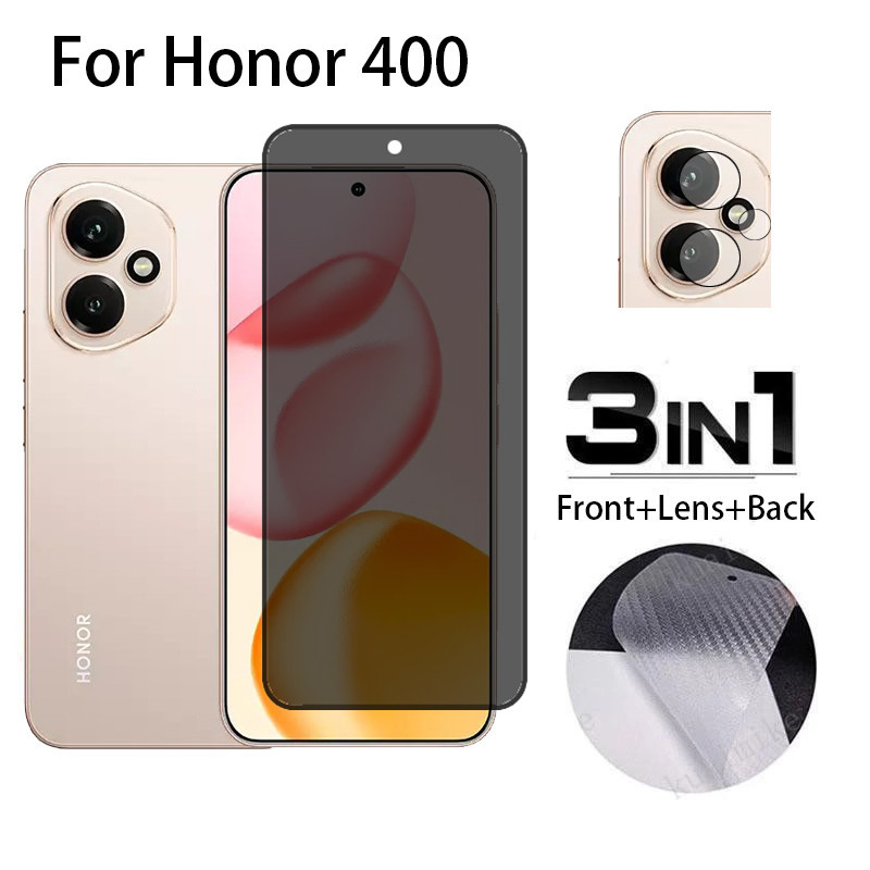 3 in 1 Honor 400 5G Anti-peeping Privacy Screen Protector กระจกนิรภัย Anti-spy 9D เลนส์ป้องกันกล้อง