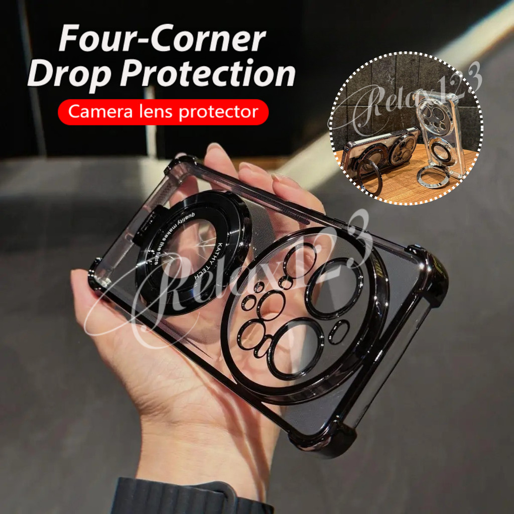 Xiaomi 17 Ultra 5G 2025 Xiaomi 17 17Pro 17ProMax Xiaomi17Ultra 5G ปลอก 2025 Soft Clear สี่มุมหนาชุบซิลิโคนเคสโทรศัพท์พร้อมขาตั้งแม่เหล็กฝาหลัง