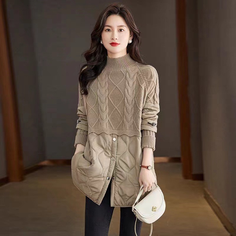 sweater set เสื้อ sweater sculptor sweater เสื้อกันหนาวสำหรับผู้หญิง ทอจากผ้าฝ้าย แบบครึ่งคอสูง ขนาด