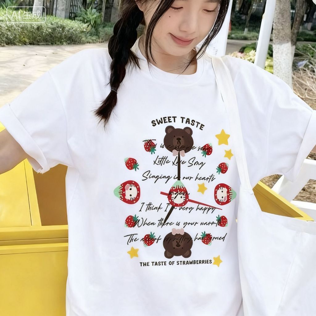 เสื้อยืดผ้าฝ้าย 100% Miffy Casual สำหรับทุกเพศ
