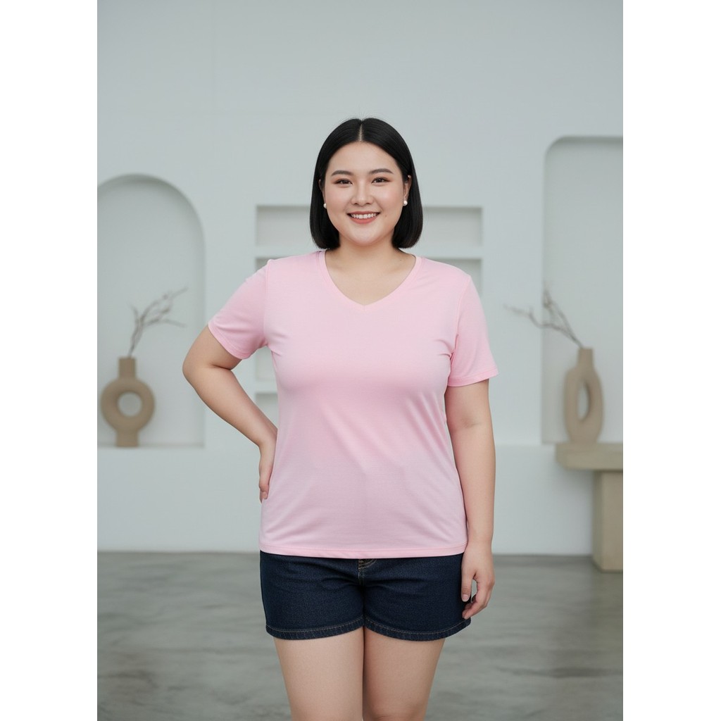 XXXL SUPER JUMBO V Neck Short Sleeve Plain T-Shirt Short Deker T-Shirt Womens Casual T-Shirt PREMIUM