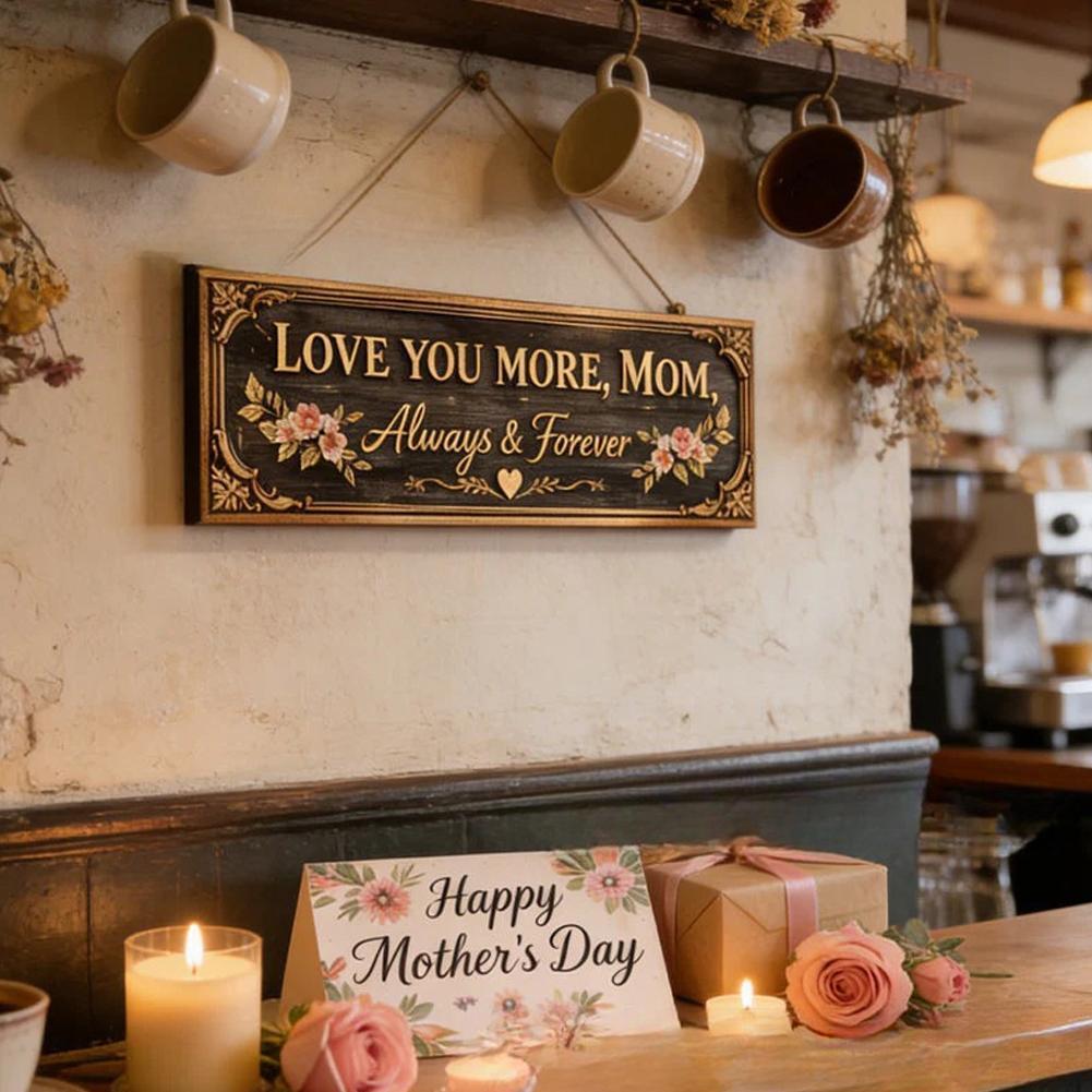 Love You More Mom โลหะ Wall Art ประตูแขวนตกแต่งบ้าน 0x8 ซม.Y1E9