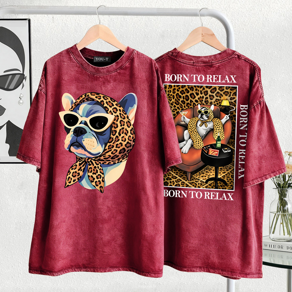 T42.SHOP🌸สื้อยืด oversize เสื้อแฟชั่น เกาหลี สตรีท ใส่สบาย โคตรนุ่ม ผ้าคอตตอน100% ลาย "BORN TO DOG"