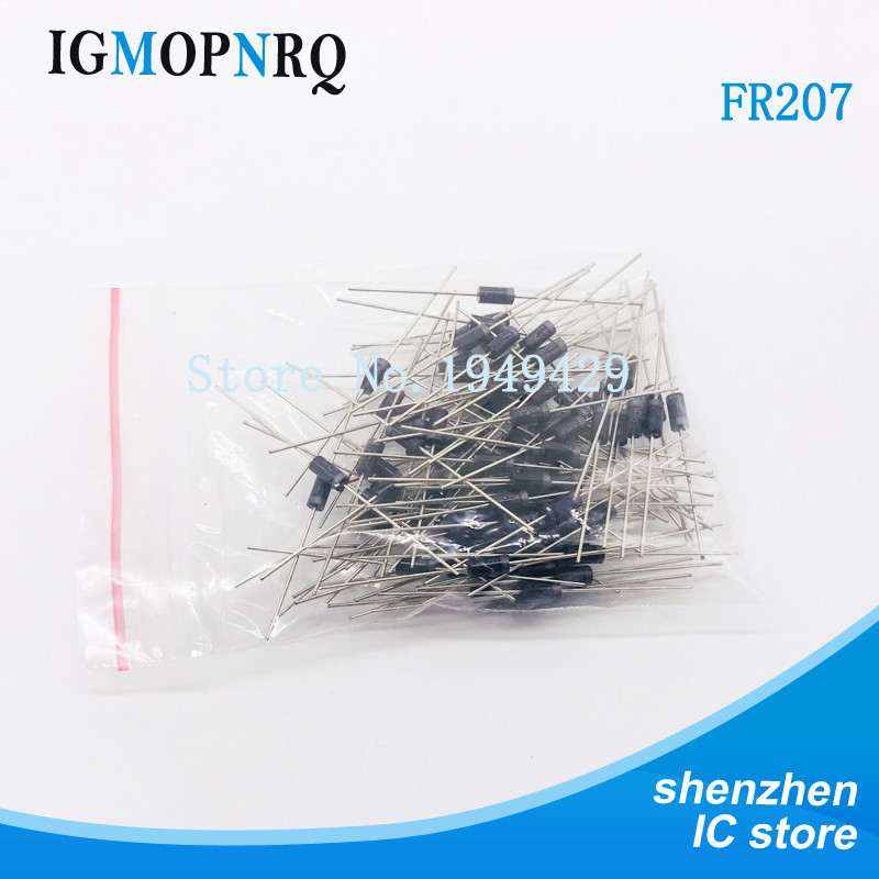100 ชิ้น/ล็อตใหม่ FR207 fr207 วงจรเรียงกระแสไดโอด 2A 1000V DO-15 ขายส่งอิเล็กทรอนิกส์