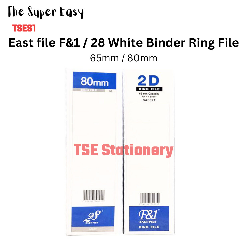 East F&1 / 28 2D แฟ้มแหวนสีขาว A4 ใส่ Binder แฟ้ม Fail Putih 65 มม. / 80 มม.