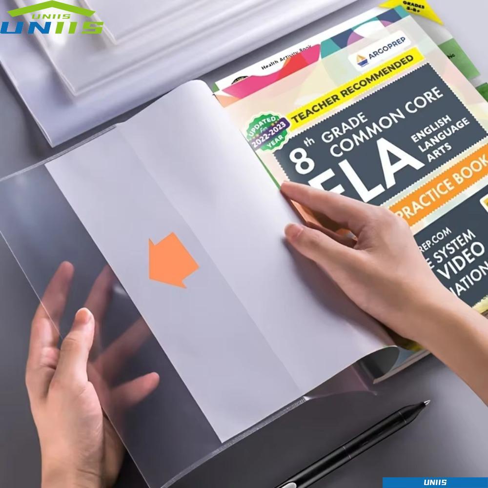 UNIIS 10PCS พลาสติกปกหนังสือ,สวมใส่ Self-Adhesive ปิดหนังสือโปร่งใส,เครื่องเขียนอุปกรณ์กันน้ํา A4/16K/A5 แฟ้มหนังสือฝาครอบป้องกัน