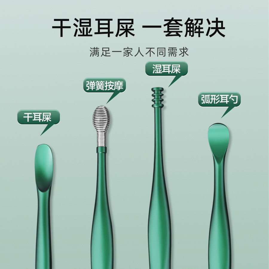 Popular~Ear cleaning tool set, stainless steel spiral ear pick, portable keychain ear pick3z