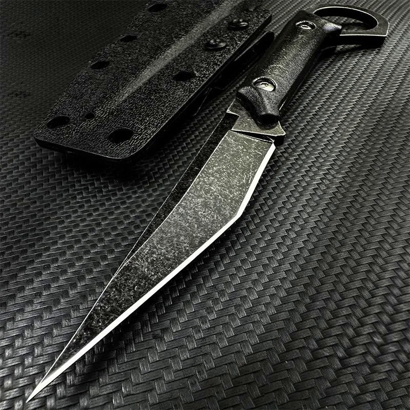 2025 ใหม่แบบพกพาอเนกประสงค์กลางแจ้งตรงมีด + K sheath,Jungle Survival EDC มีด ความยาวเต็ม：19cm
