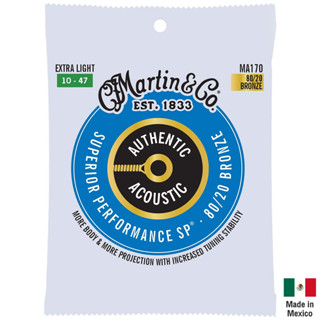 Martin® MA170 สายกีตาร์โปร่ง เบอร์ 10 แบบ 80/20 Bronze ซีรี่…