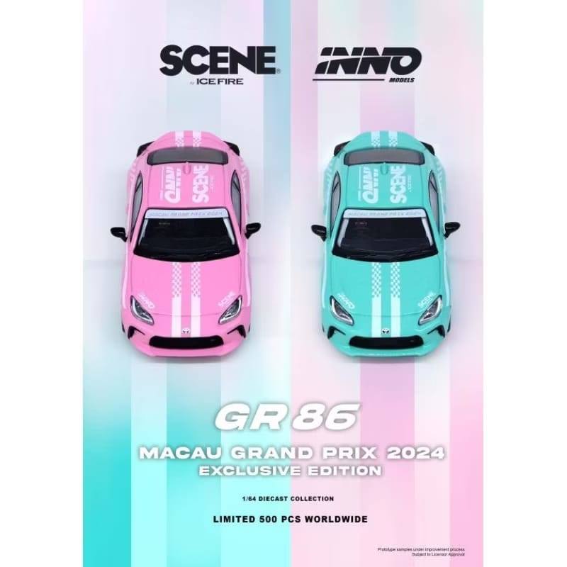 INNO64 TOYOTA GR86 GRAND PRIX 2024 สีเขียวอ่อน สีชมพู INNO X SCENE