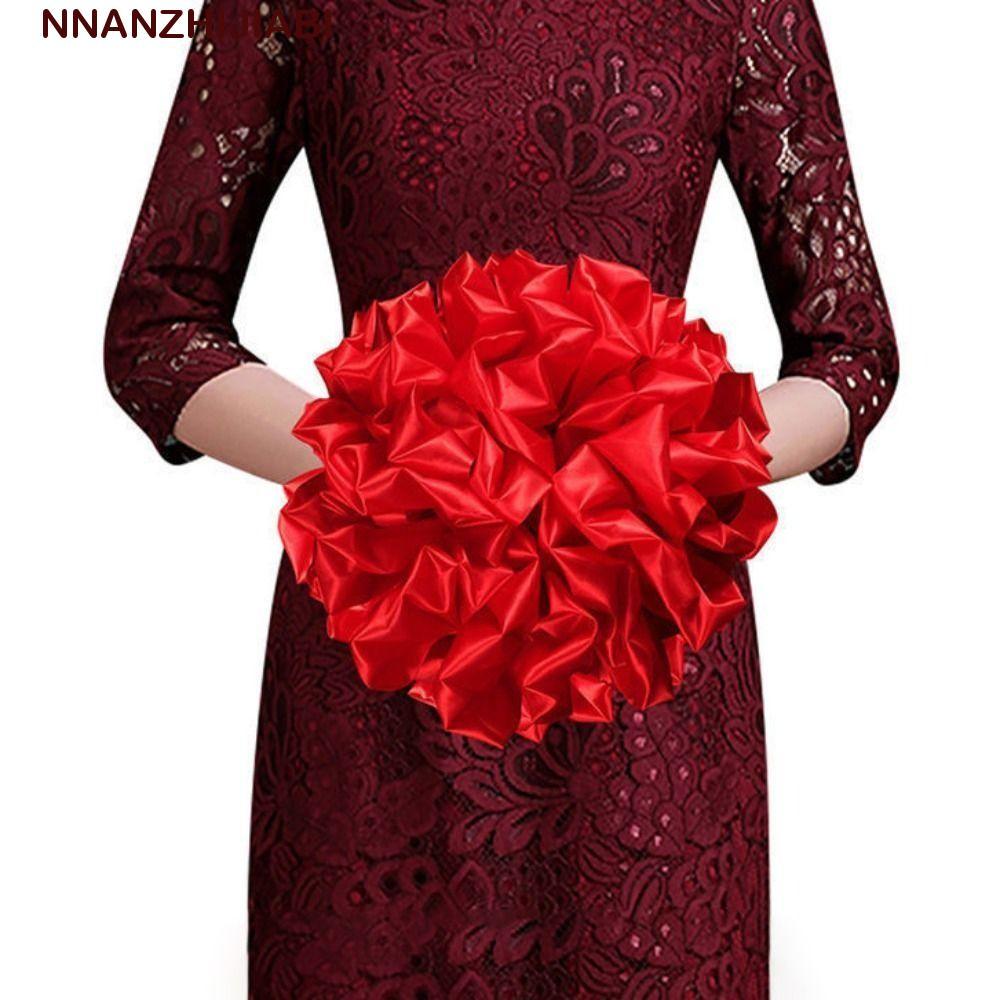 NANZHIJIABI Flower Ball Glorious Handheld Ribbon-Cutting Wedding Red Cloth Ornament