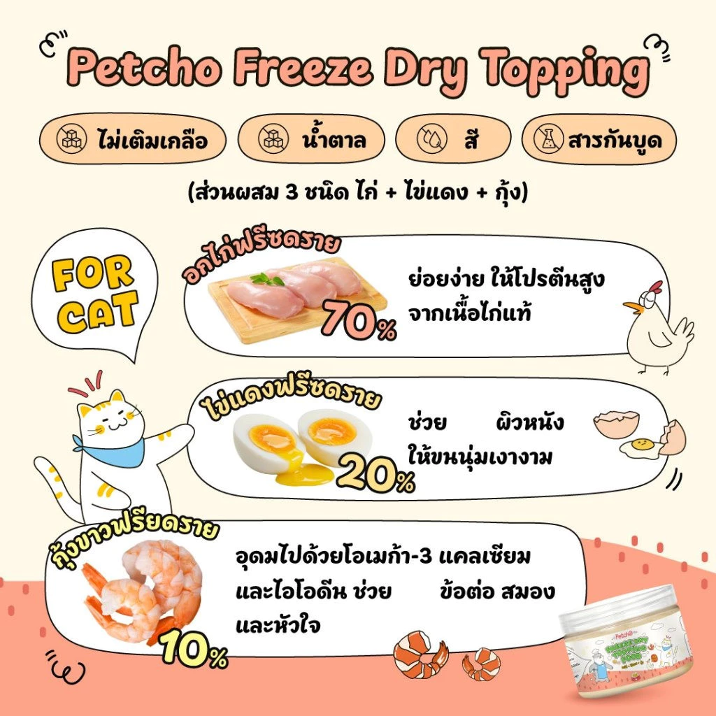 Petcho ผงโรยอาหารสุนัขและแมว 50 กรัม thumbnail 6