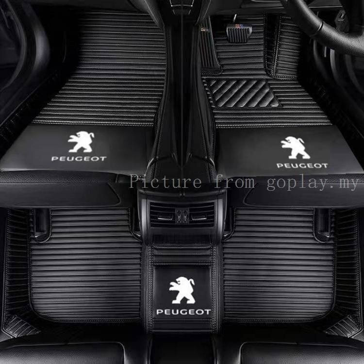 พรมปูพื้นรถยนต์ แบบหนัง กันน้ํา สําหรับ Peugeot 307 3008 408 508 5008 5008