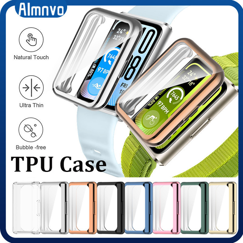 กระจกนิรภัย PC / TPU กรณีสำหรับ Smartwatch Huawei Band 11 11 Pro / 10 9 8 ปกป้องกันหน้าจออ่อน