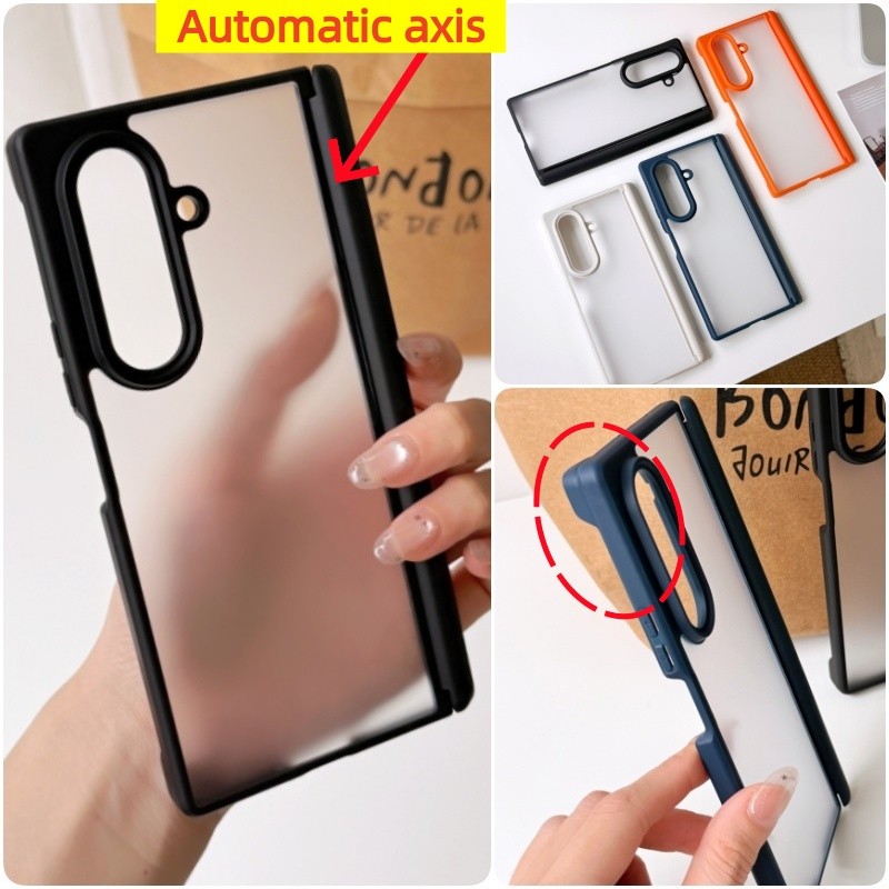 Matte Dual Axis เคสโทรศัพท์ปลอกสําหรับ Samsung Galaxy Z พับ 7 พับ 6 พับ 5 กันกระแทก Hard PC Cover
