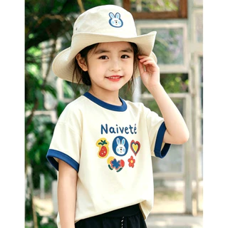 [คลังสินค้าพร้อม] เสื้อยืดเด็กชายหญิงสีตัดกัน|ฤดูร้อนแขนสั้นพิมพ์ลายกระต่ายน่ารักแบบใหม่ฤดูร้อน|ผิวเด็กเป็นมิตรกับผิวระบายอากาศได้