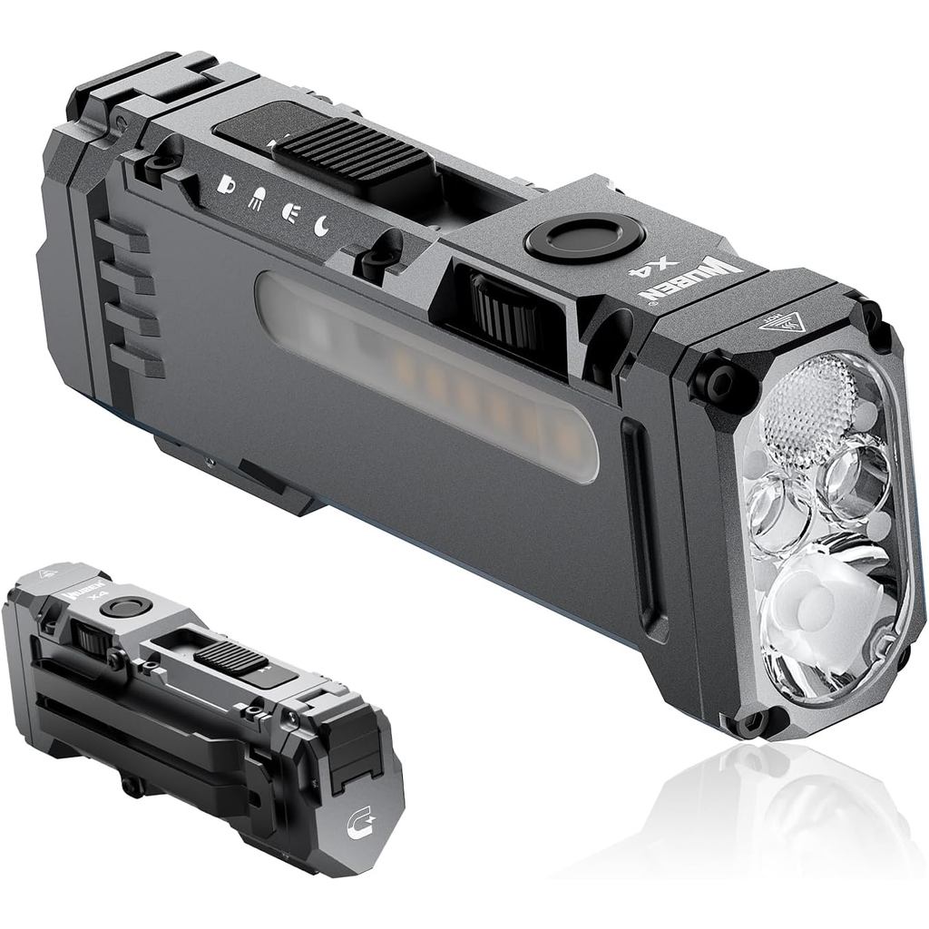 WUBEN X4 EDC ไฟฉายขนาดเล็ก 1500 ลูเมน พร้อมRGB, สวิตช์พิเศษ และแม่เหล็ก IP65 คลิปพกพา USB-C สำหรับตั