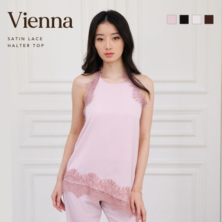 Vienna Satin Lace Halter Top -- Ocha Wear | Lace Reverie | Baju Lace Tanktop Trendy | Stylish Top Lace Elegant | Halter Neck Top