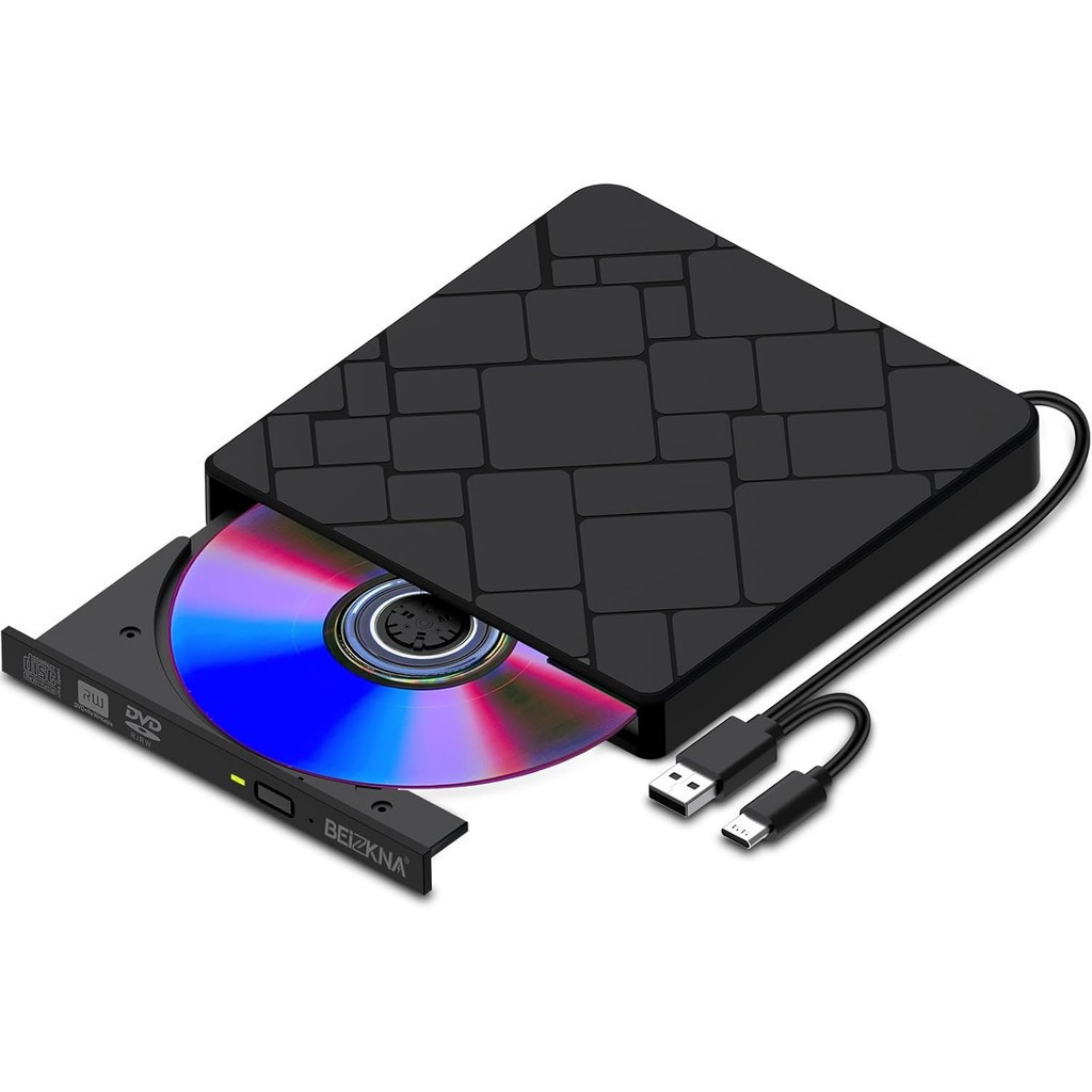 เหมาะสําหรับเครื่องเล่น CD/DVD คอมพิวเตอร์ภายนอก Beizkna, อินเทอร์เฟซ USB 3.0 และ Type C, เครื่องเล่