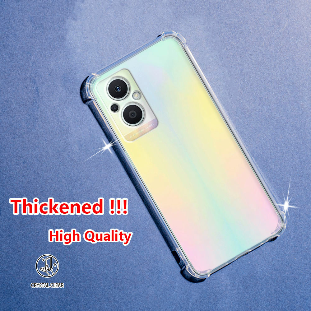 Oppo Reno7 Z 5G 8 Z Reno7 Lite F21s Pro A96 5G CPH2343 PFUM10 Crystal Clear Jelly Case Air-Guard Corner Soft TPU ยืดหยุ่นซิลิโคนป้องกันยางโปร่งใสเคสโทรศัพท์