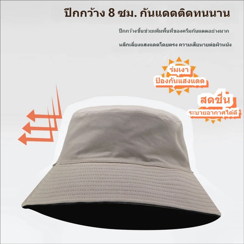 bucket hat big size 62 cm outdoor cotton women and men summer sun hat หมวกบัคเก็ต มีให้เลือก 4 สี ใส่ได้สบายระบายอากาศดี ราคา ถูกที่สุด ดีลบีเคเค แกลเลอรีภาพที่ 3