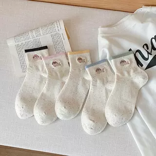HOME818 ถุงเท้าข้อสั้น (5ลาย/10คู่) ถุงเท้าแฟชั่นซีทรู สไตล์เกาหลีใส่สบาย เนื้อผ้านุ่มงานถักอย่างดี