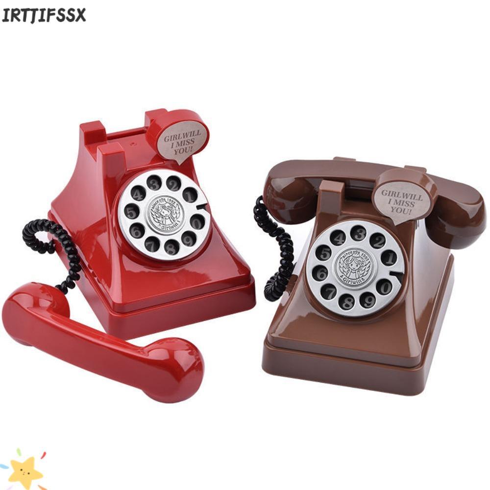 IRTJIFSSX Piggy Bank, Craft Creative ของขวัญถังเงิน,น่ารักตกแต่งบ้านพลาสติก Retro โทรศัพท์เหรียญกล่องเก็บเงินเด็ก