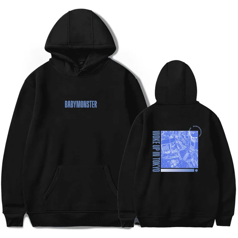 Babymonster Merch Wape Up In Tokyo Hoodie สําหรับเสื้อยืดแขนยาวผู้ชายและผู้หญิง