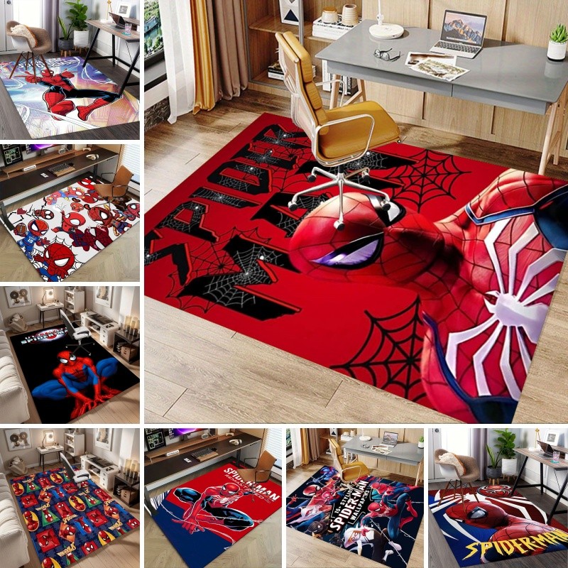 8 ชิ้น Spider-Man Red Hero Web Design วอลล์เปเปอร์ชื่อเก้าอี้แผ่นป้องกันพรมสํานักงาน T67