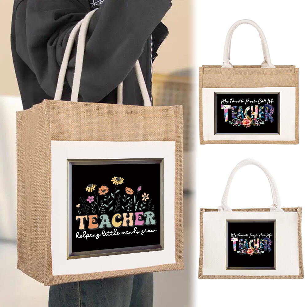 Teacher Tote Bag พิเศษสําหรับครูกระเป๋าเดินทางความจุขนาดใหญ่ที่จําเป็นสําหรับคลาสผ้าลินิน Tote Bag ส