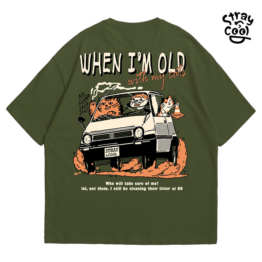Strayandcool เสื้อยืดโอเวอร์ไซส์ "When I'm old with my cat" Oversized T-shirt