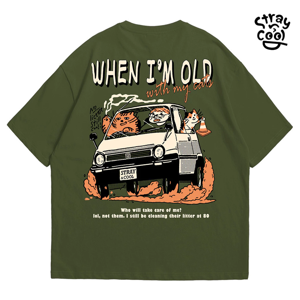 Strayandcool เสื้อยืดโอเวอร์ไซส์ "When I'm old with my cat" Oversized T-shirt