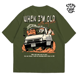 Strayandcool เสื้อยืดโอเวอร์ไซส์ "When I'm old with my cat" Oversized T-shirt