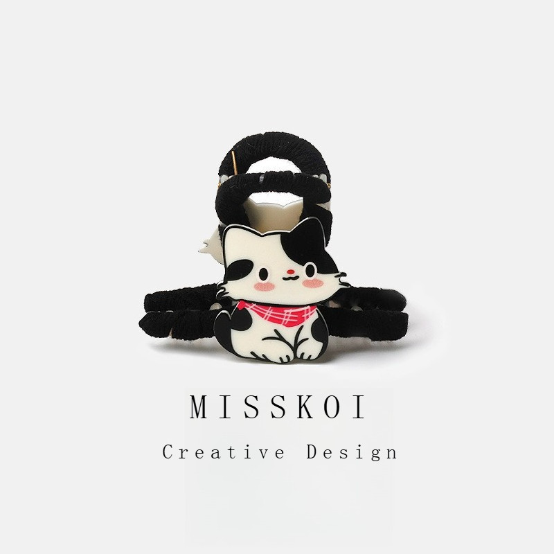 MISSKOI สไตล์ใหม่ Yueyue Little Siamese Cat Squinting คลิปผ้าอะคริลิคด้านหลังหัวแผ่นผม Scratch หวานนักเรียน Simple Headdress
