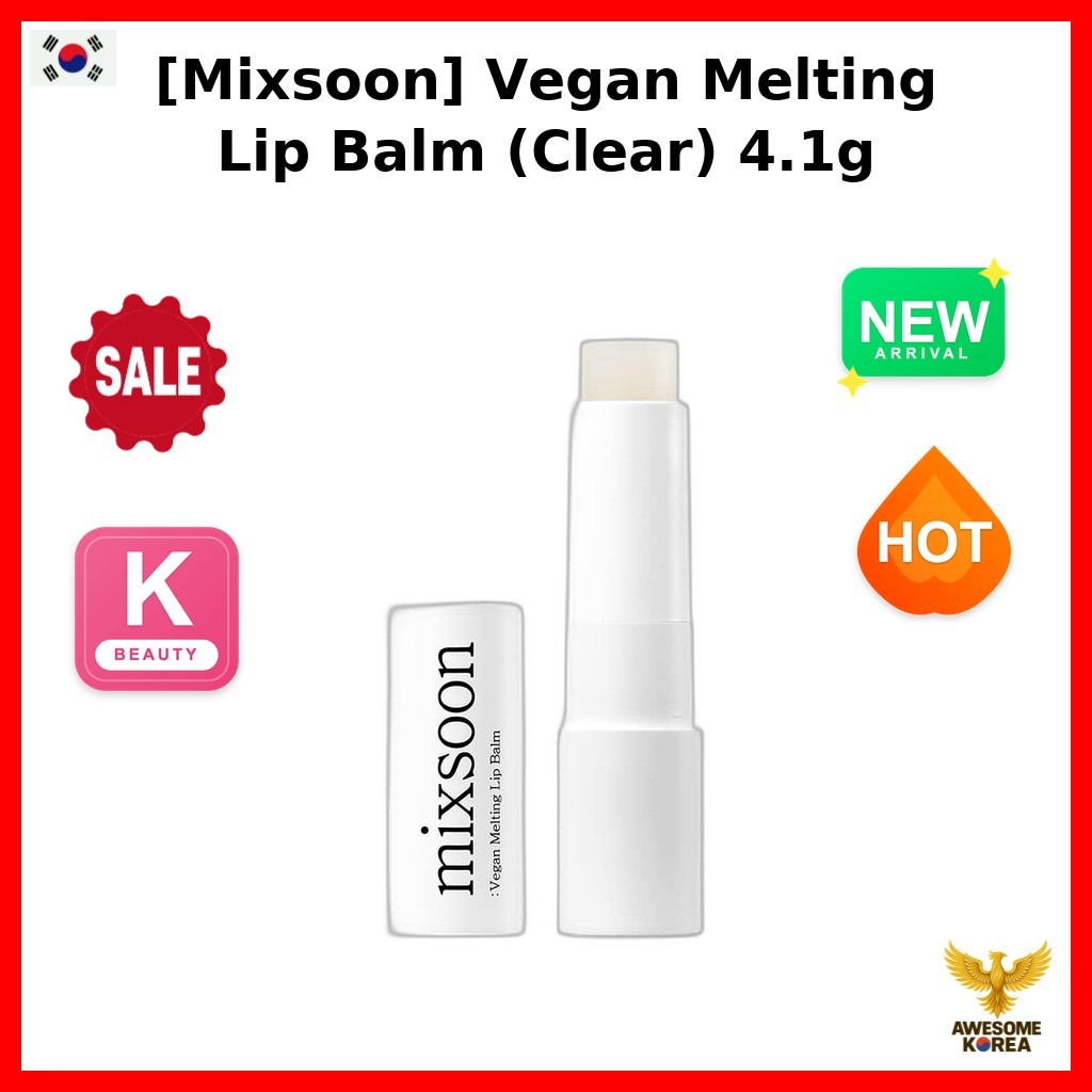[Mixsoon] Vegan Melting Lip Balm (Clear) 4.1g / ลิปบาล์มเกาหลี / สูตรละลาย / ของแท้ 100% โดย Awesome