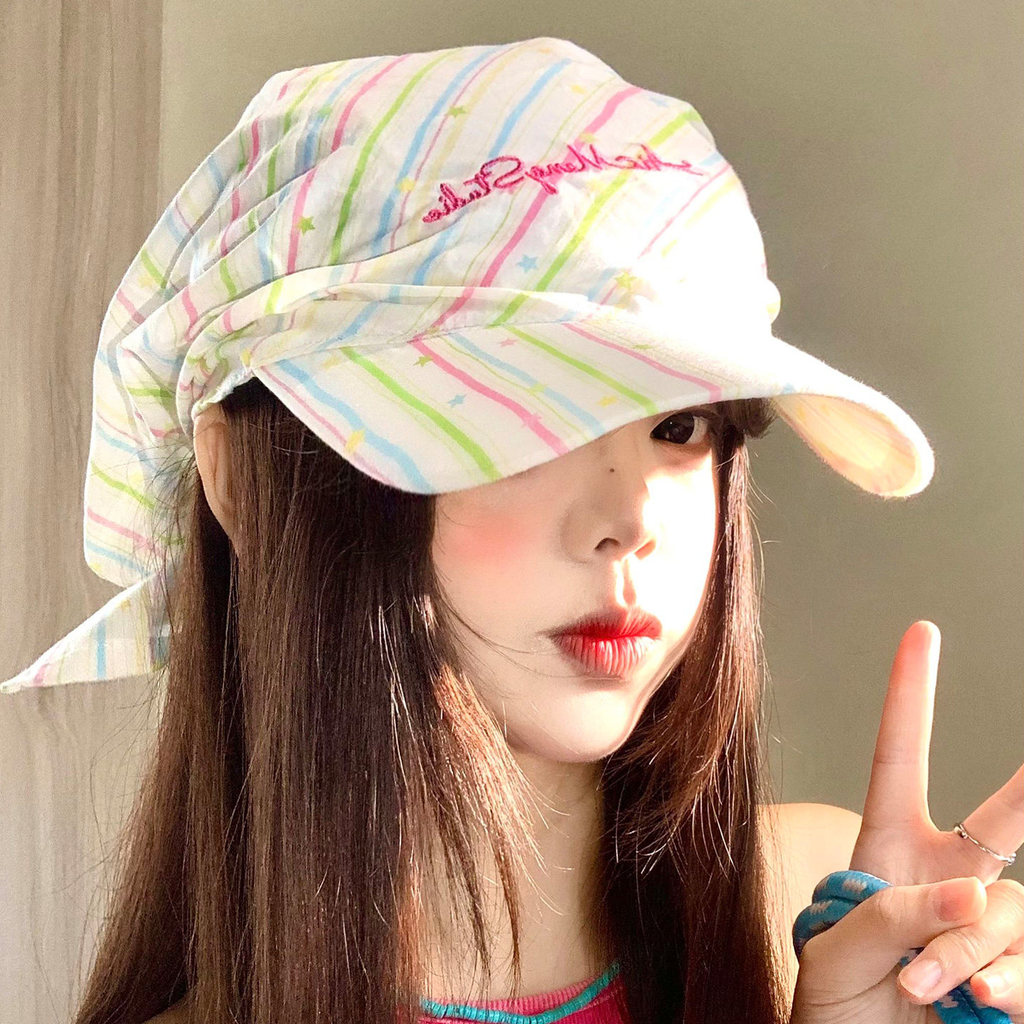 สีสันลายสายคล้องคอ Headscarf เบสบอลหมวกผู้หญิงฤดูร้อนกลางแจ้งแรเงา Niche Sun หมวก