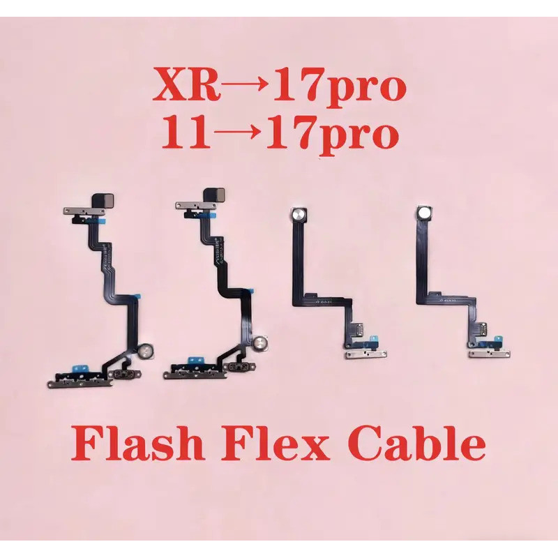 ฝาหลังสําหรับ iP XR เช่น 17 Pro Power Volume Led Flash Switch Flex Cable สําหรับ iP 11 ถึง 17 Pro XS