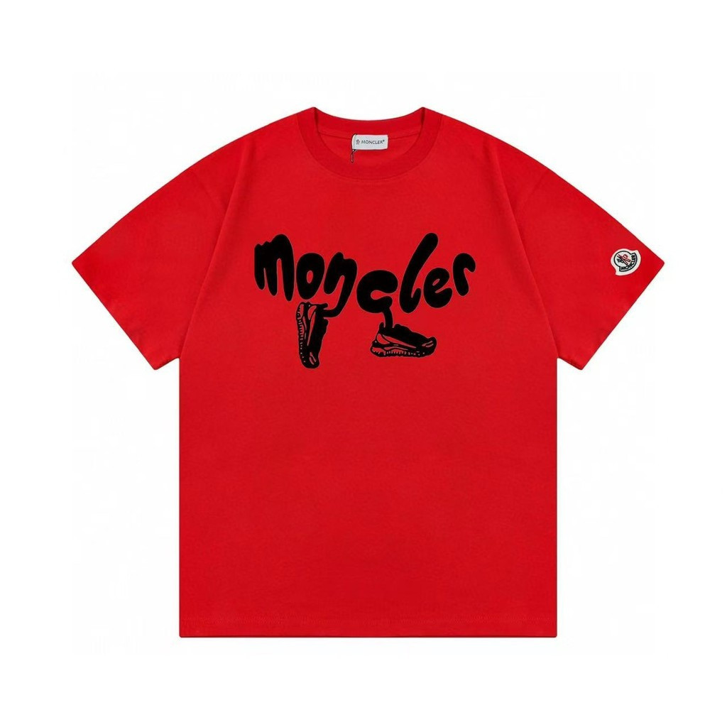 Moncler/Moncler 2026 คลาสสิกรอบคอแขนสั้นเสื้อยืดผู้ชายผู้หญิงสไตล์ Two-Line Co-Branded Basic ใหม่ Sl