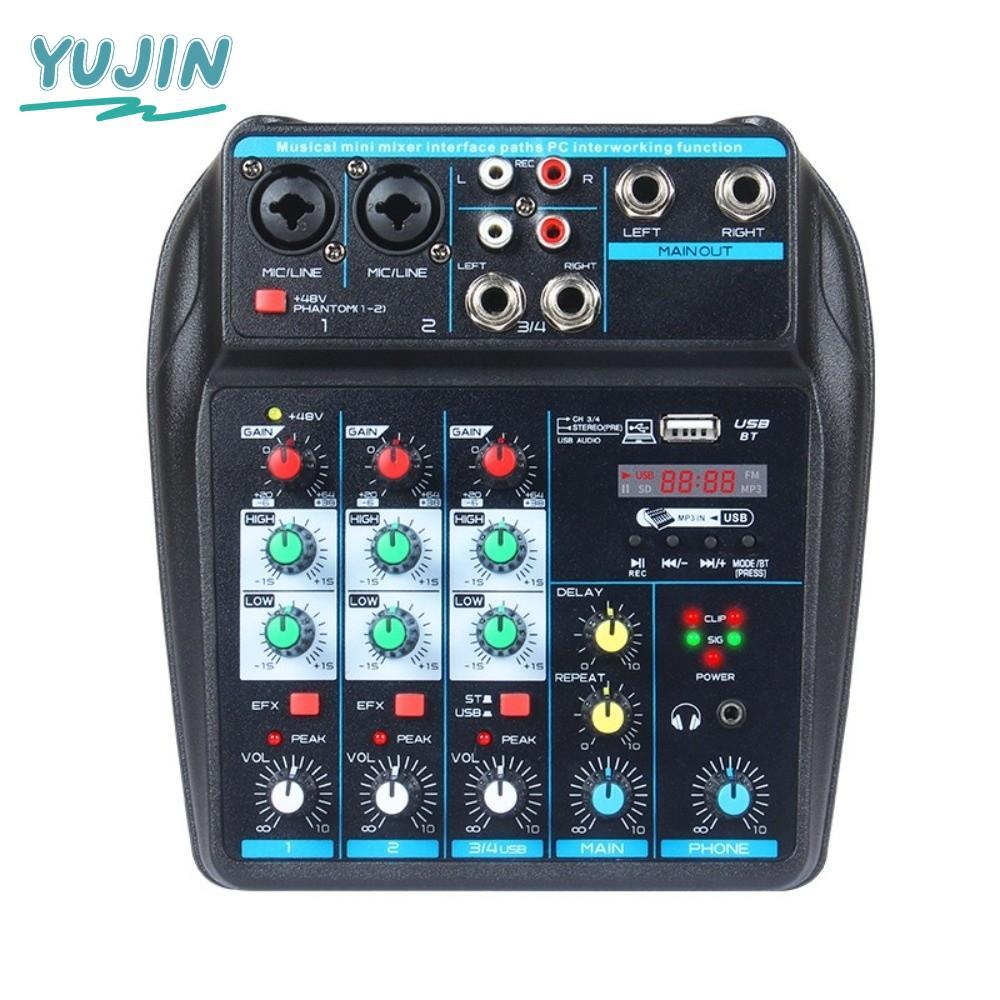 YUJIN DJ Console Mixer, Monitor Karaoke System มิกเซอร์เสียง 4 ช่อง, ทนทานพร้อม 48V Phantom Power Bl