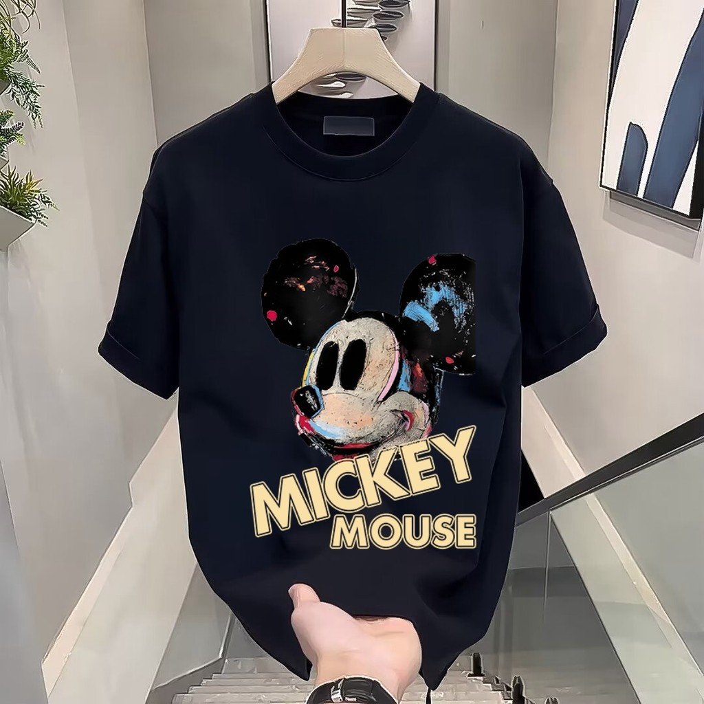 Slim-fit 2026 Casual t สุภาพสตรี Slim-fit Combed ผ้าฝ้ายฤดูร้อน inscod เสื้อ Mickey Mouse ครึ่งสไตล์