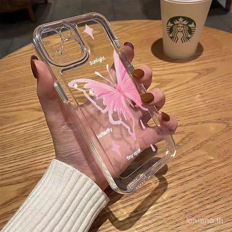 เคสโทรศัพท์เคสโทรศัพท์เคสโทรศัพท์ Graffiti ผีเสื้อสีชมพูหญิงสไตล์เหมาะสําหรับ iPhone 16 Pro Max 7Plu