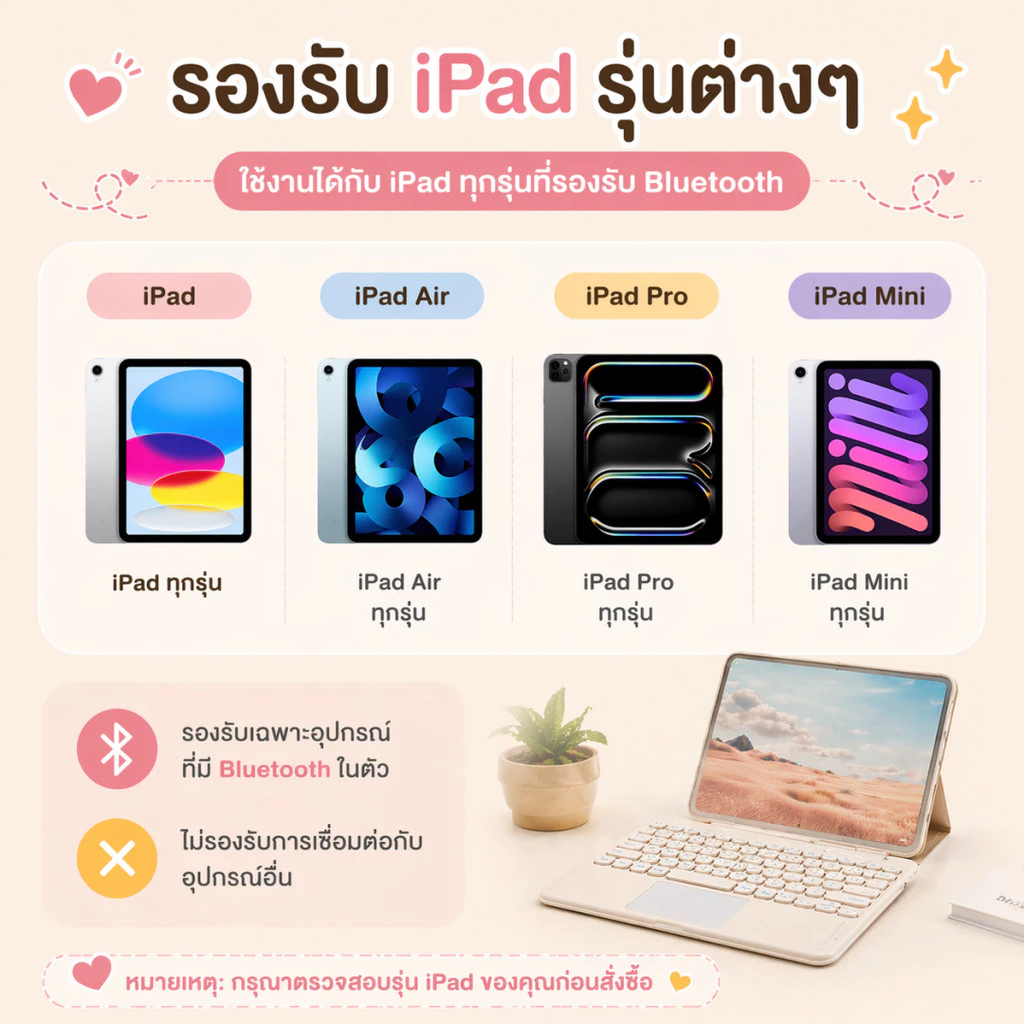 คีย์บอร์ดบลูทูธไร้สายพร้อมทัชแพด ภาษาไทย/อังกฤษ thumbnail 7