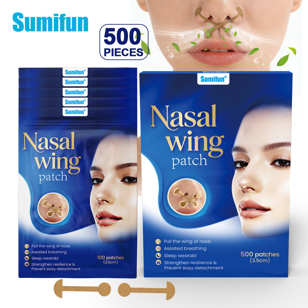 Sumifun ครีมยา Patch 500 ชิ้น Dumbbell-Shaped Nasal Patch ระบายอากาศจมูก Patch ยา Patch พยาบาล Patch