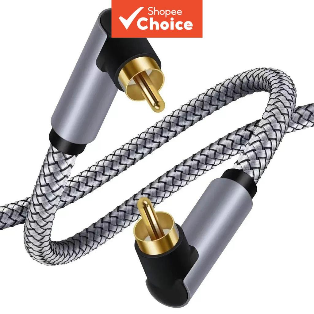 สายโคแอกเชียลดิจิทัลเสียงแบบ 90 องศา ขั้วต่อ RCA 75 โอห์ม ตัวผู้-ตัวผู้ สาย SPDIF สําหรับซาวด์บาร์ ทีวี ไฮไฟ ระดับโปร